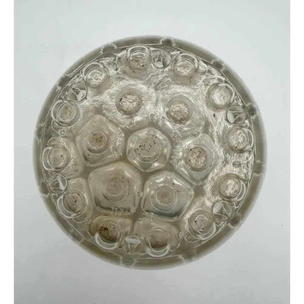 Reims Clear Glass 4.5” Floral Frog France w Silver Plate Base by de Uberti Italy